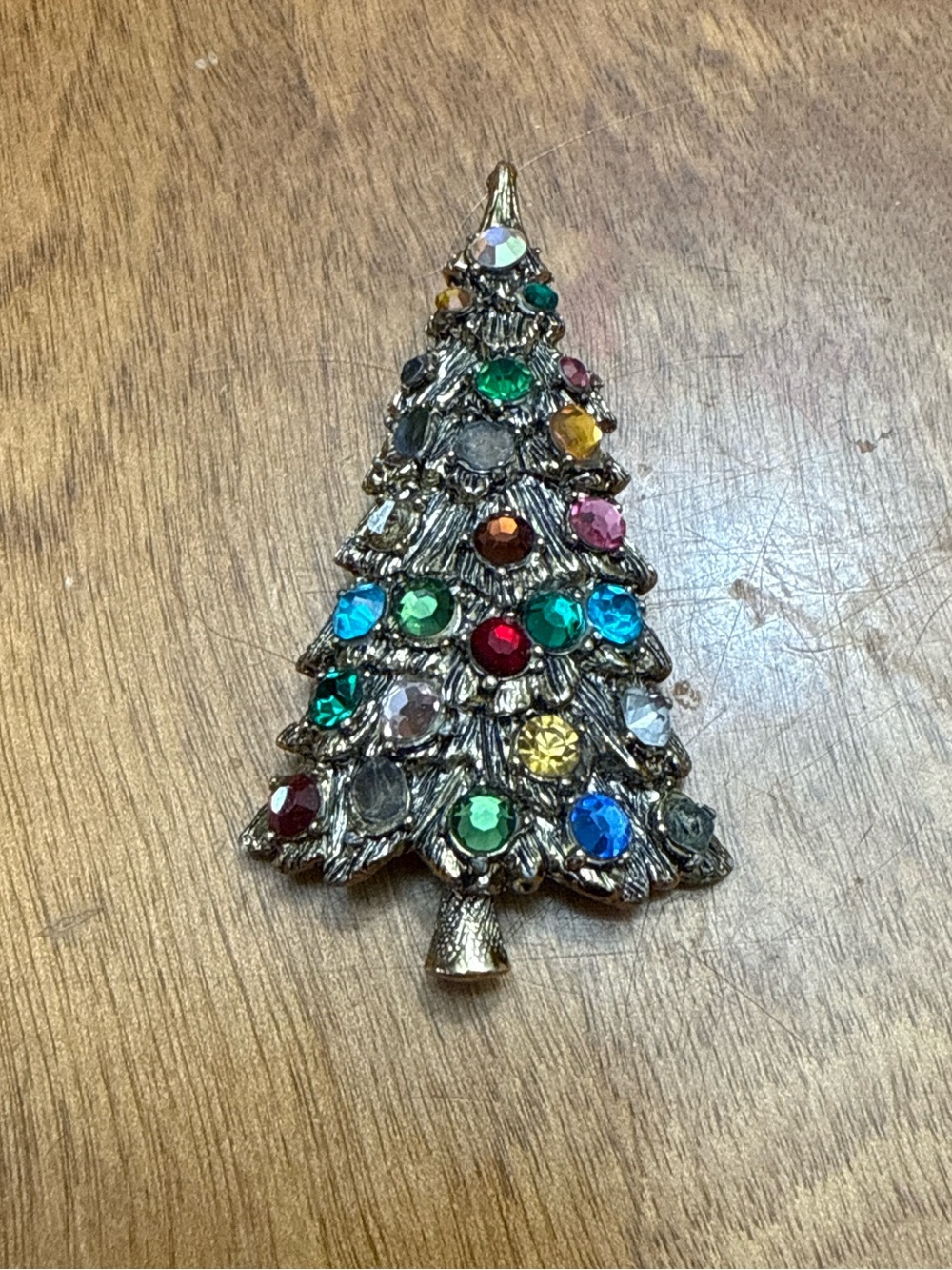 Vintage Multicolor Jeweled Christmas Tree Pin